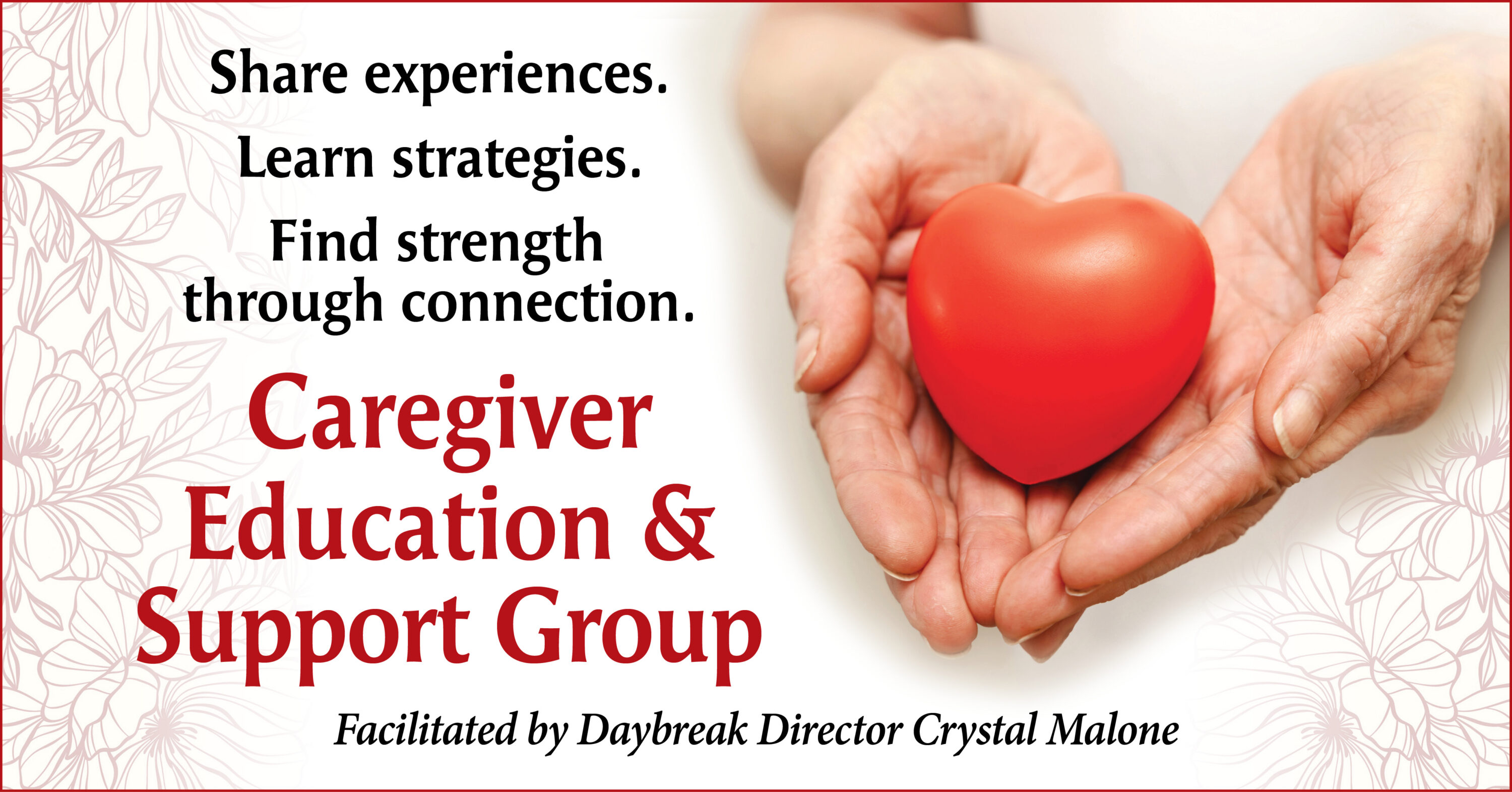 Hands holding red heart for caregiver support